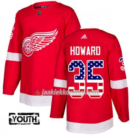 Lapsille NHL Detroit Red Wings Pelipaita Jimmy Howard 35 Adidas 2017-2018 Punainen USA Flag Fashion Authentic